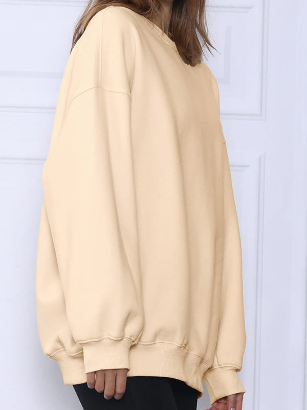 Round neck pullover loose casual fleece Sweatshirt