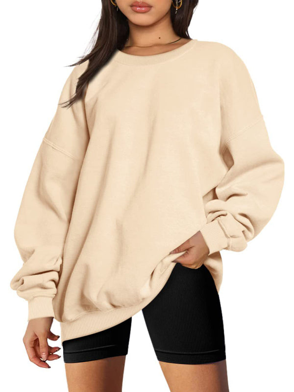 Round neck pullover loose casual fleece Sweatshirt