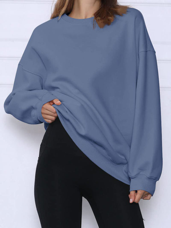 Round neck pullover loose casual fleece Sweatshirt