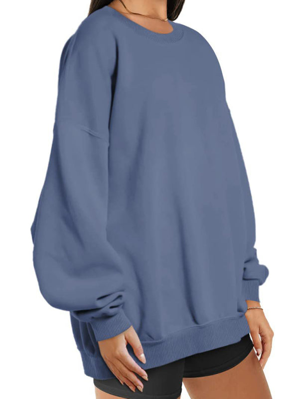 Round neck pullover loose casual fleece Sweatshirt
