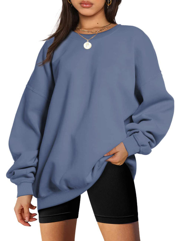 Round neck pullover loose casual fleece Sweatshirt