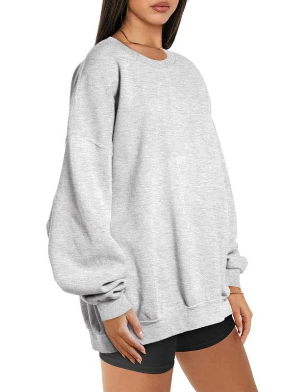 Round neck pullover loose casual fleece Sweatshirt