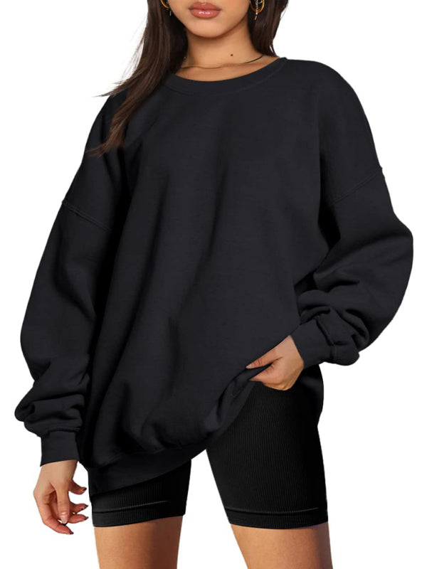 Round neck pullover loose casual fleece Sweatshirt