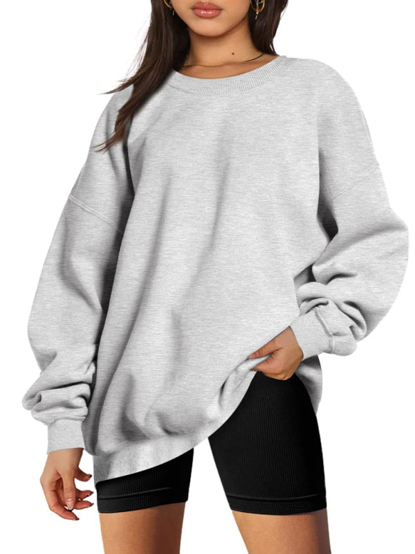 Round neck pullover loose casual fleece Sweatshirt