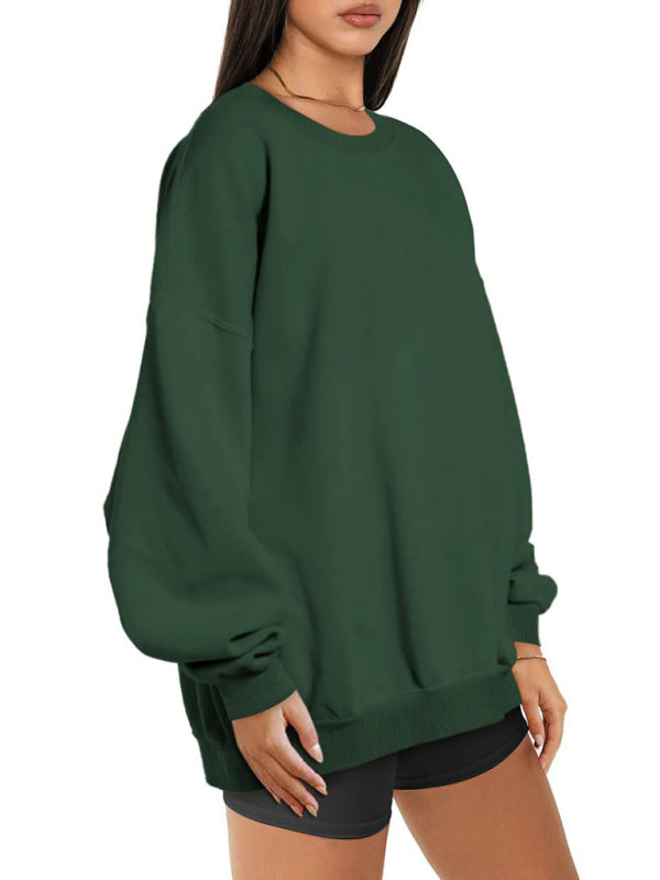 Round neck pullover loose casual fleece Sweatshirt
