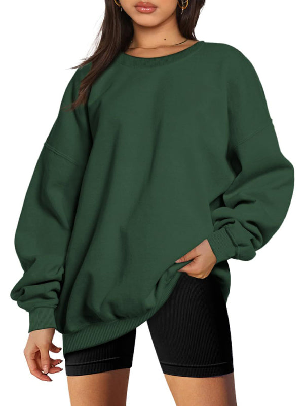Round neck pullover loose casual fleece Sweatshirt
