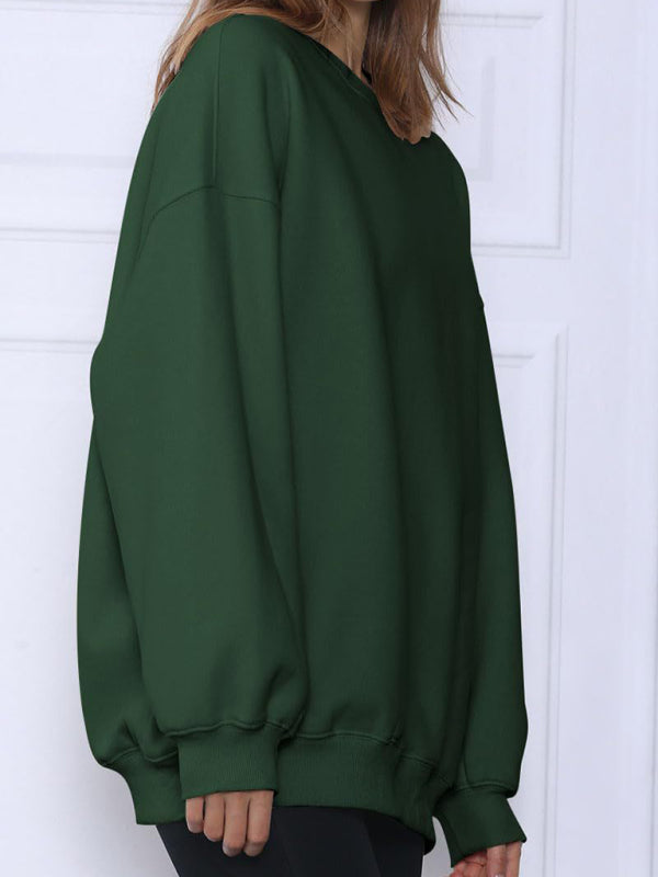 Round neck pullover loose casual fleece Sweatshirt