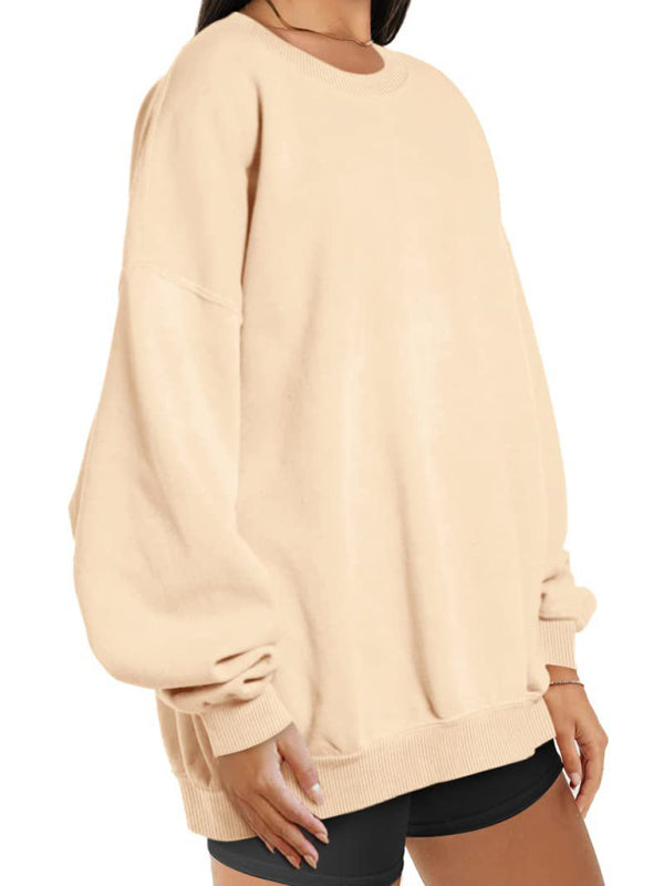 Round neck pullover loose casual fleece Sweatshirt