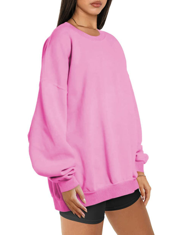 Round neck pullover loose casual fleece Sweatshirt