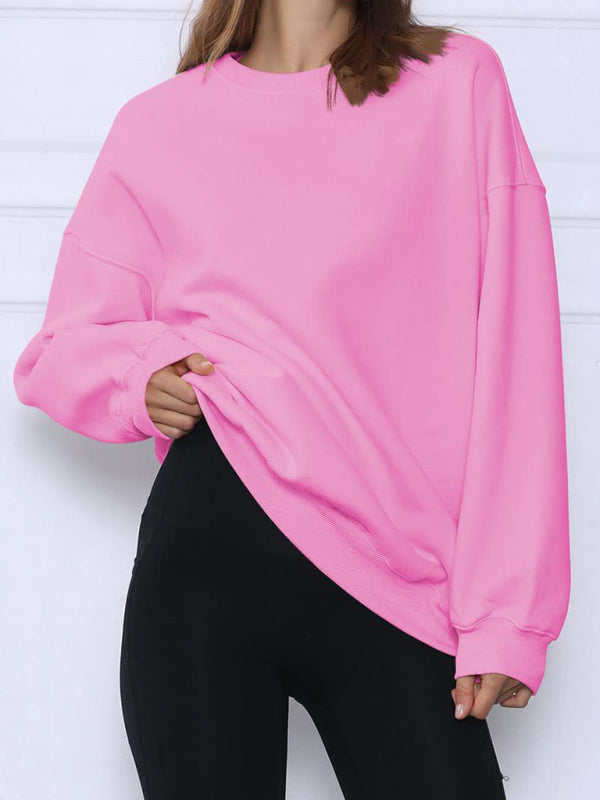 Round neck pullover loose casual fleece Sweatshirt