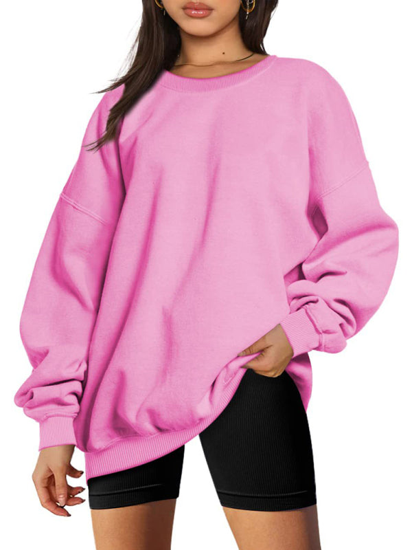 Round neck pullover loose casual fleece Sweatshirt