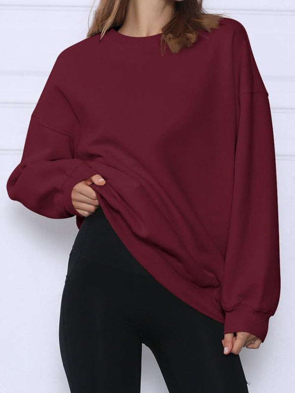 Round neck pullover loose casual fleece Sweatshirt