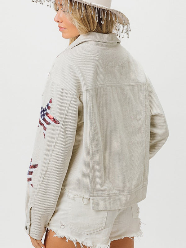 Sequin Jacket Independence Day Sequined Corduroy Top