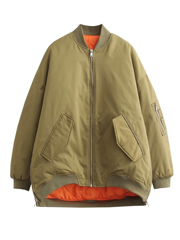 Women's Cardigan Stand Collar Loose Fashion Jacket Baseball Jacket