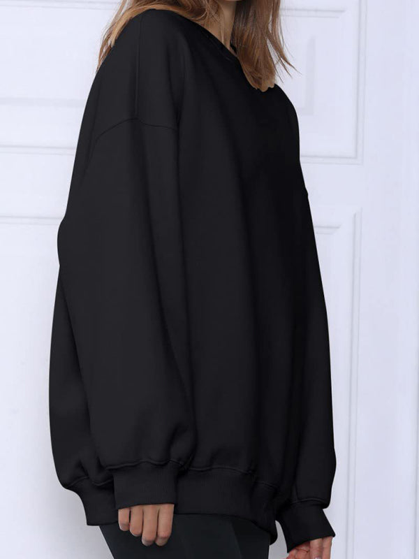 Round neck pullover loose casual fleece Sweatshirt