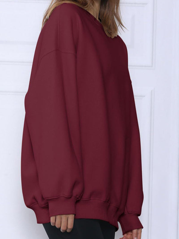 Round neck pullover loose casual fleece Sweatshirt