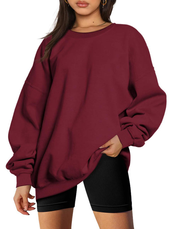 Round neck pullover loose casual fleece Sweatshirt