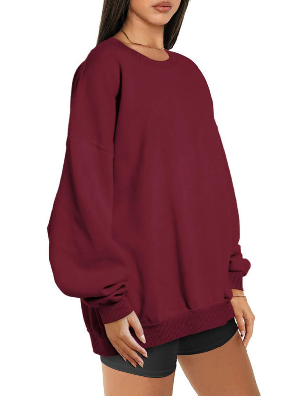 Round neck pullover loose casual fleece Sweatshirt